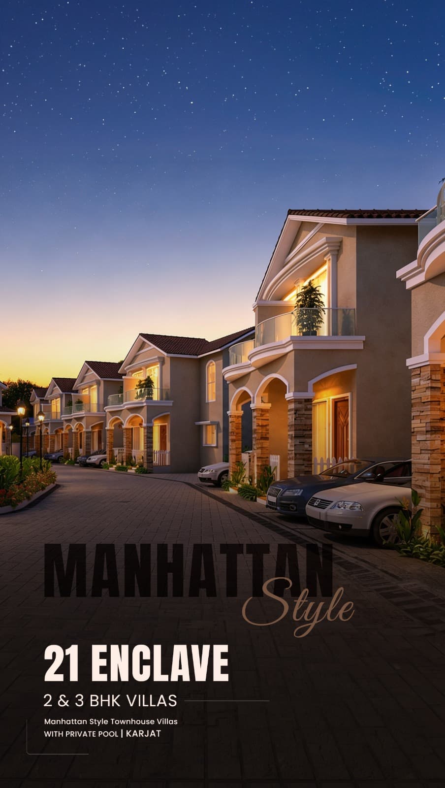 21 Enclave, Karjat — Manhattan style 2 & 3 BHK townhouse villas with private pool